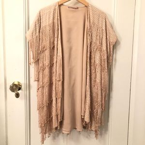 Calypso icy pink, sequin and fringe jacket.